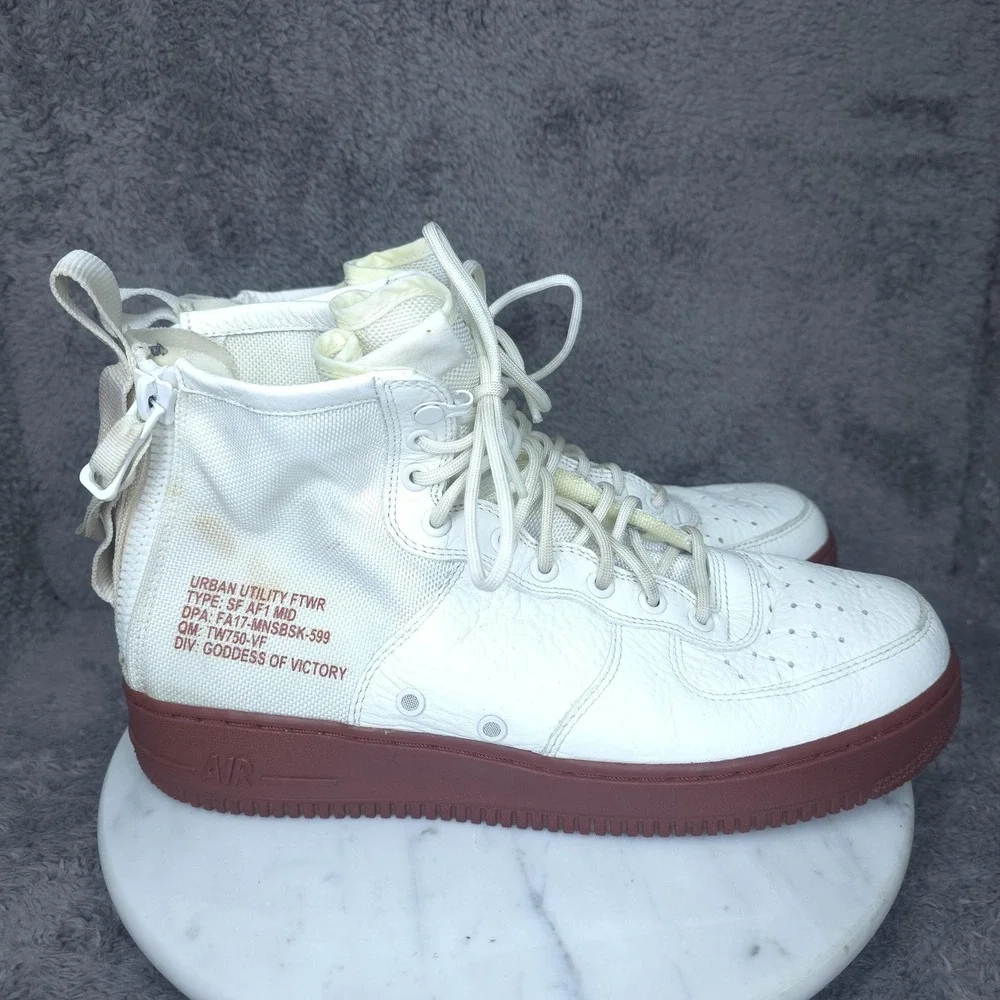 Nike SF Air Force 1 Mid Shoes Mens Size 10.5 White Red Sneakers 917753-100